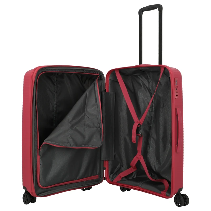 Travelite Air Stripe - 4-Rollen-Trolley 66 cm erw. (red)