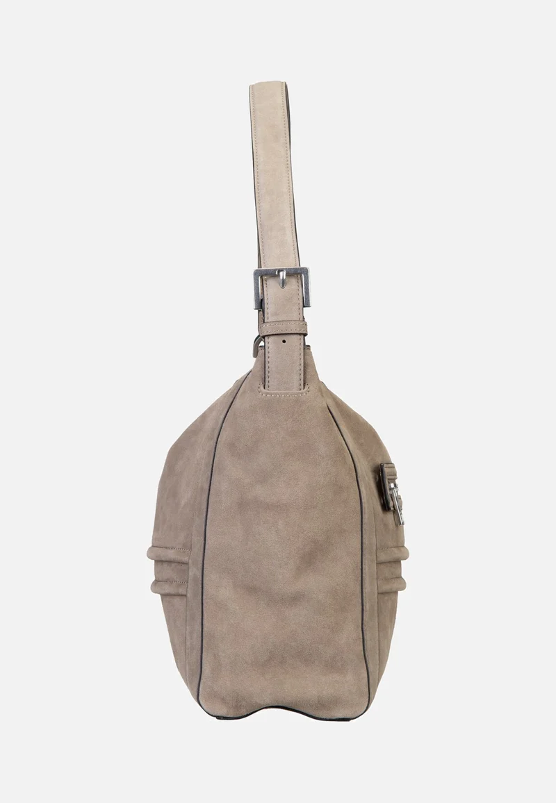 Delia Hobo M Suede Neutral Grey - Hobo Bag