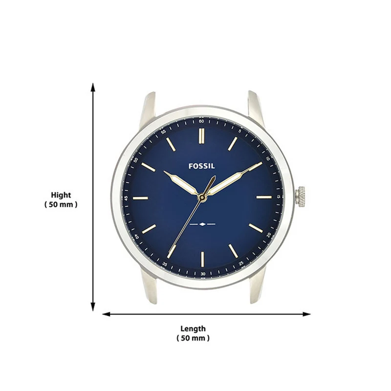 Fossil The Minimalist Silberne Und Blaue Herrenuhr FS5304