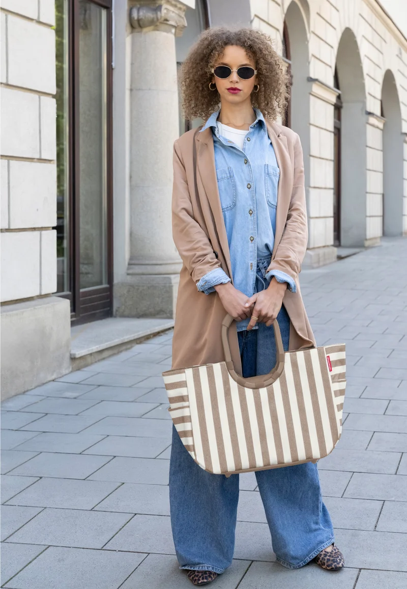 Loopshopper M Summerstripes Coffee - Einkaufskorb
