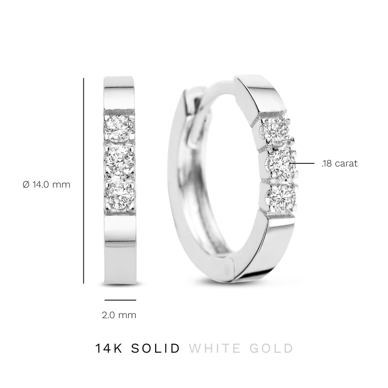 Isabel Bernard De la Paix Madeline 14 Karat | Weißgold Reif-Ohrringe | Diamant 0.15 Karat | IBD360017