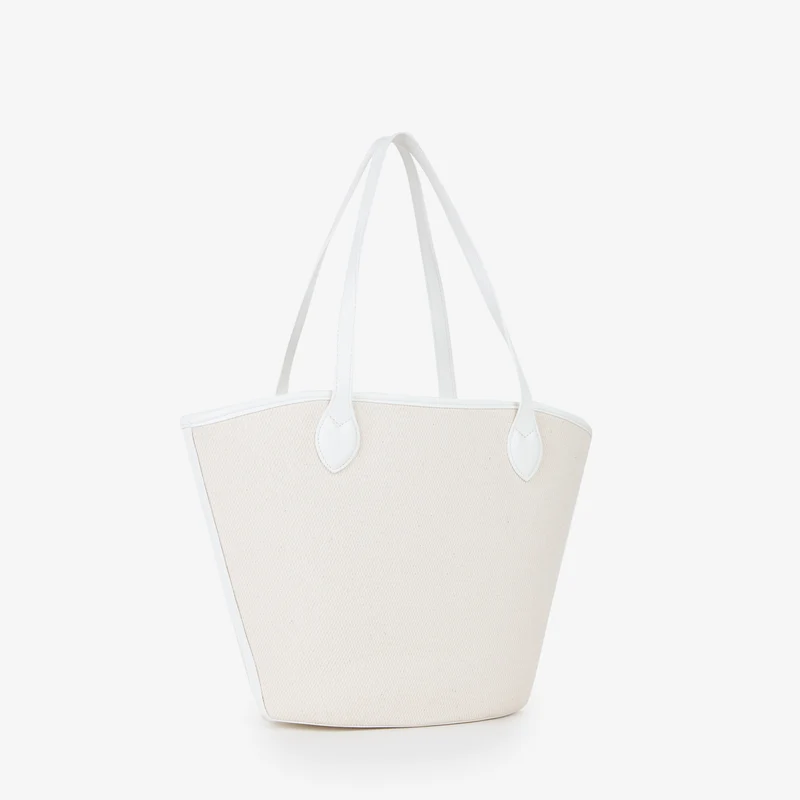 Valentino Bags Covent Beige & White Shopper VBS7QO02CANNATUR/BIANCO