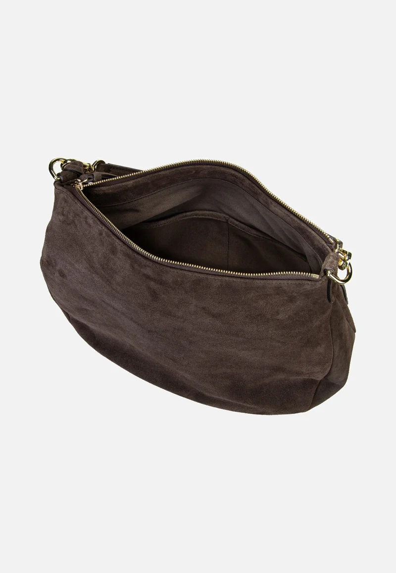 Juna Small Suede Dark Brown - Hobo Bag