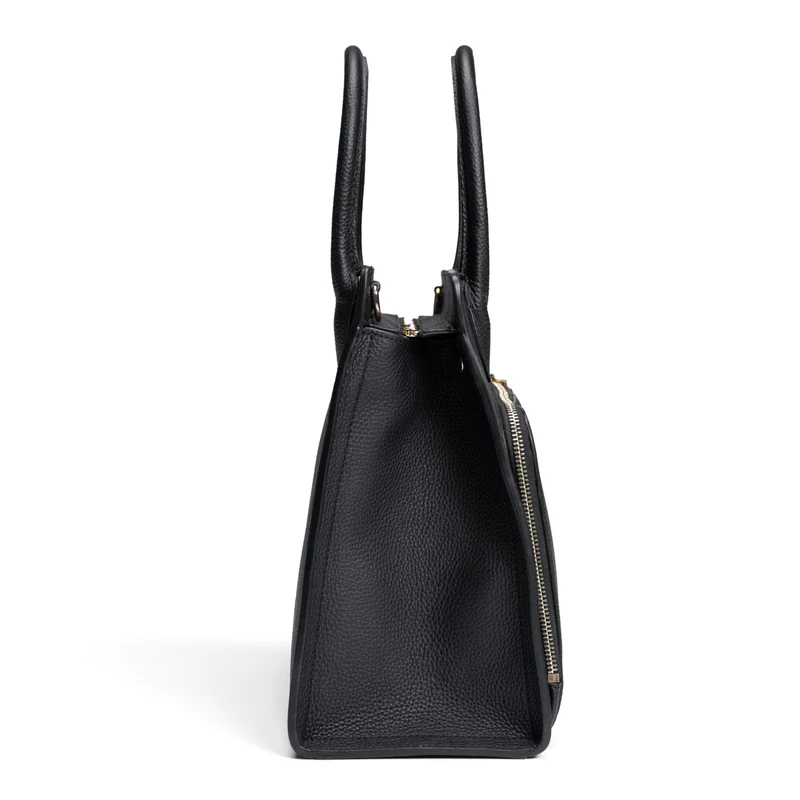 Isabel Bernard Honoré Nadine schwarze Handtasche aus Kalbsleder mit 13-Zoll-Laptopfach IB25110-001-13