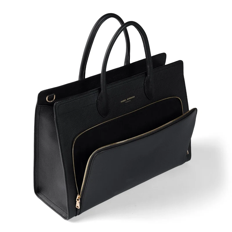 Isabel Bernard Honoré Nadine Schwarze Leder Handtasche aus Kalbsleder IB25032