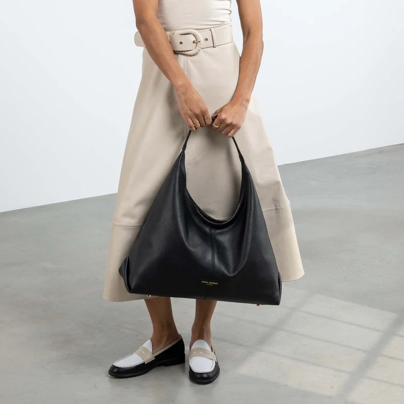 Isabel Bernard Honoré Grace schwarze Leder-Schultertasche aus Kalbsleder IB25093-001
