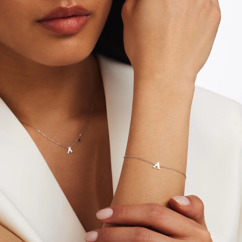 Isabel Bernard Saint Germain Rachel 14 Karat | Weißgold Initiale Armband IB320041-Z