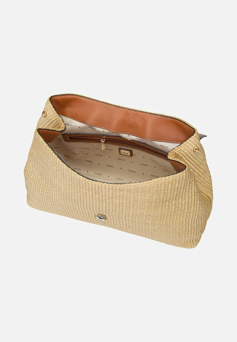 Maggie Straw Large Flap 53200 Natural/Caramel - Schultertasche