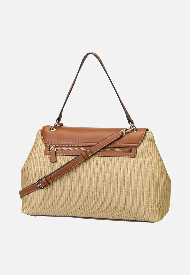 Maggie Straw Large Flap 53200 Natural/Caramel - Schultertasche