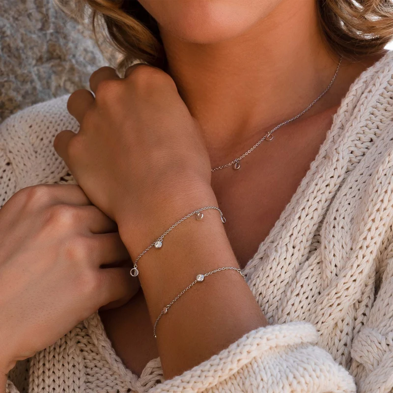 Violet Hamden Luna 925 Sterling Silbernes Armband mit Monden und Weißem Zirkonia-Stein VH320032