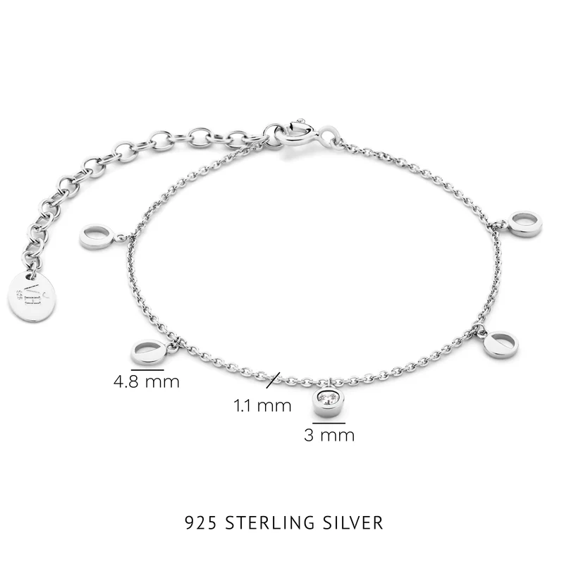 Violet Hamden Luna 925 Sterling Silbernes Armband mit Monden und Weißem Zirkonia-Stein VH320032
