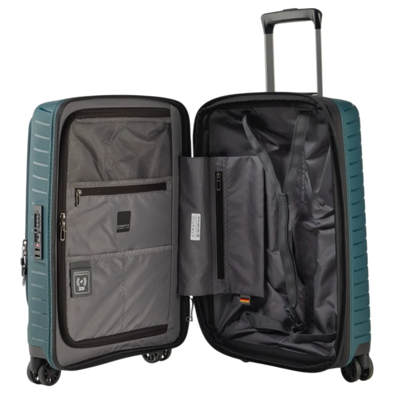 Stratic Novium ML - 4-Rollen-Kabinentrolley mit Vortasche 55 cm erw. (petrol)