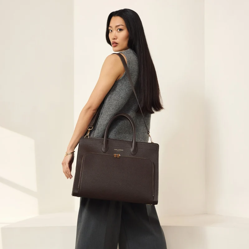 Isabel Bernard Honoré Nadine braune Kalbsleder Handtasche mit Laptopfach IB25087