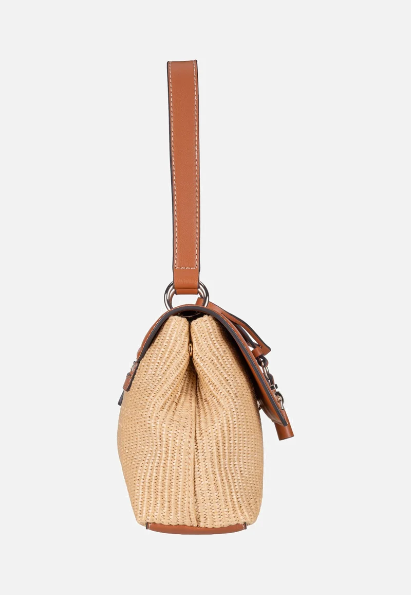Maggie Straw Flap 53190 Natural/Caramel - Schultertasche