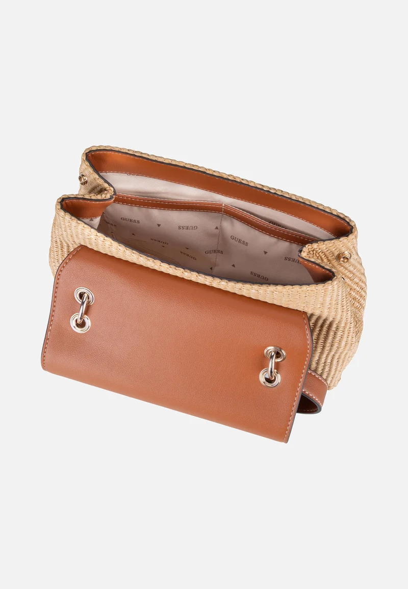 Maggie Straw Flap 53190 Natural/Caramel - Schultertasche