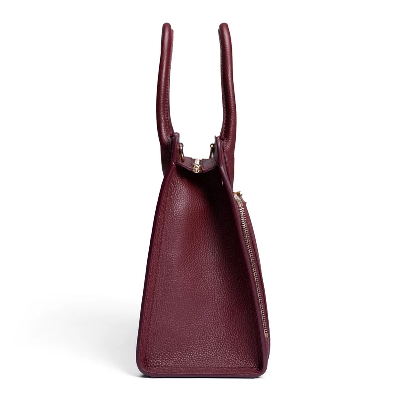 Isabel Bernard Honoré Nadine bordeauxrote Handtasche aus Kalbsleder mit 13-Zoll-Laptopfach IB25110-052-13