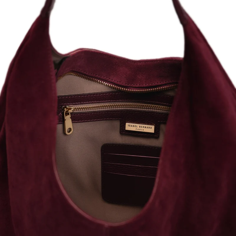 Isabel Bernard Honoré Grace bordeauxrote Wildleder-Schultertasche IB25093-152