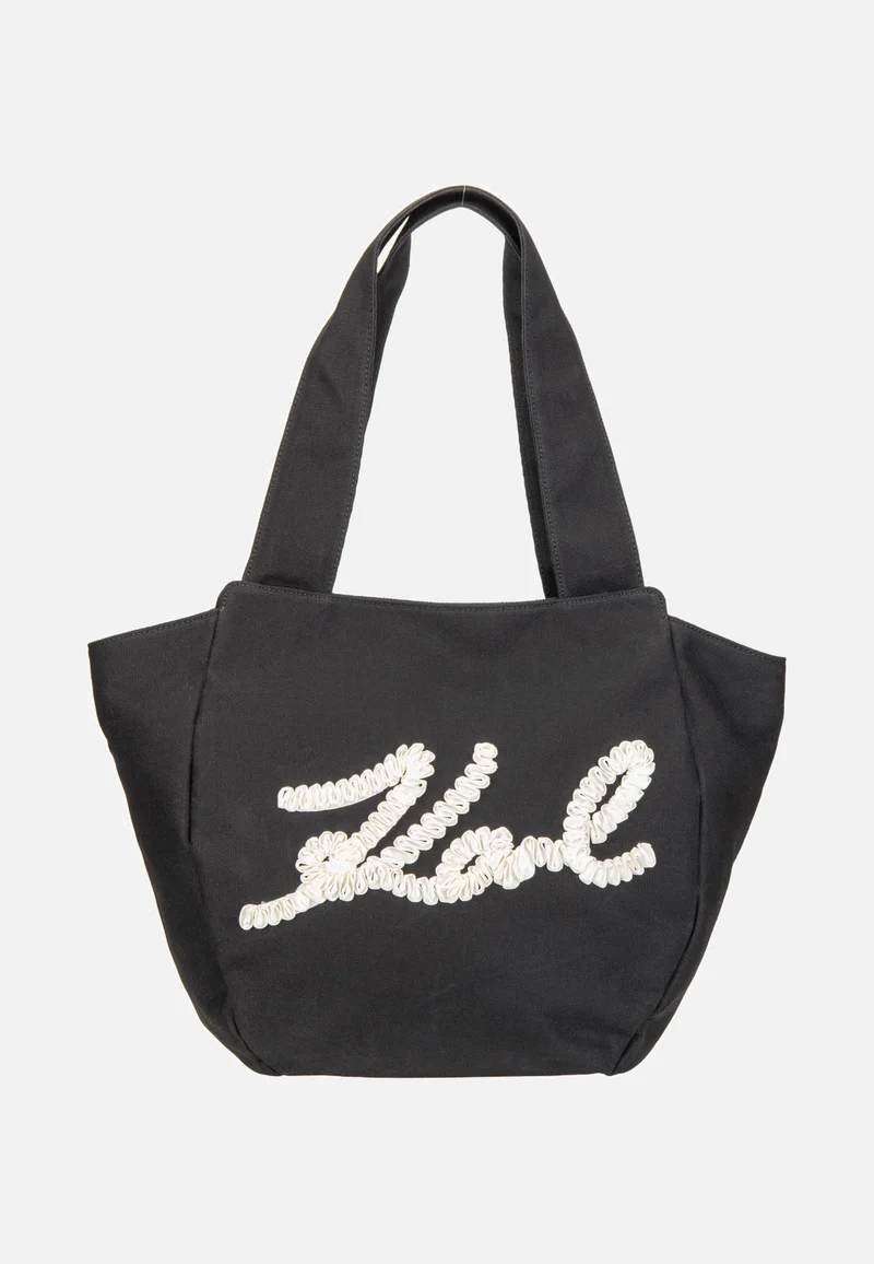K/Signature Ruffled Logo Shopper Black - Shopper