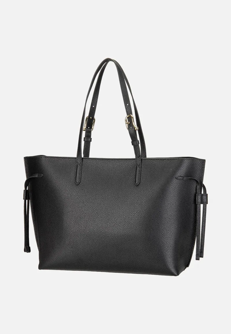 Ava L Tote W/Zip Nero+Nero - Shopper