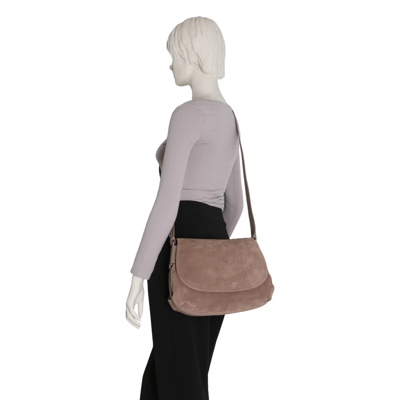 Coccinelle Rebekka Suede - Umhängetasche 30 cm (warm taupe)