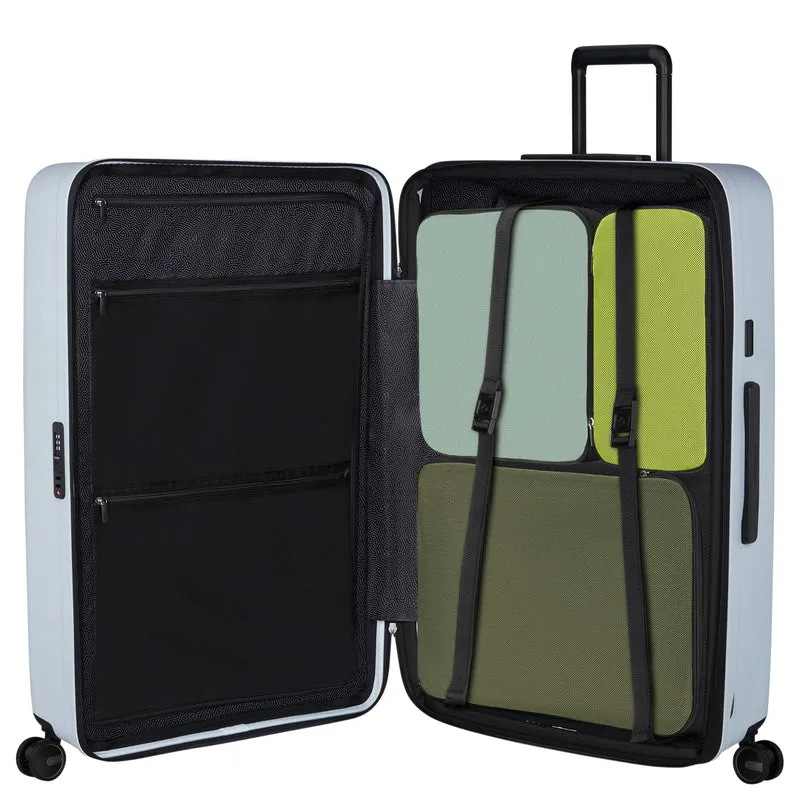 Samsonite Selection Restackd - 4-Rollen-Trolley 81 cm XL erw. mit 3tlg. Packsack-Set (glacier)