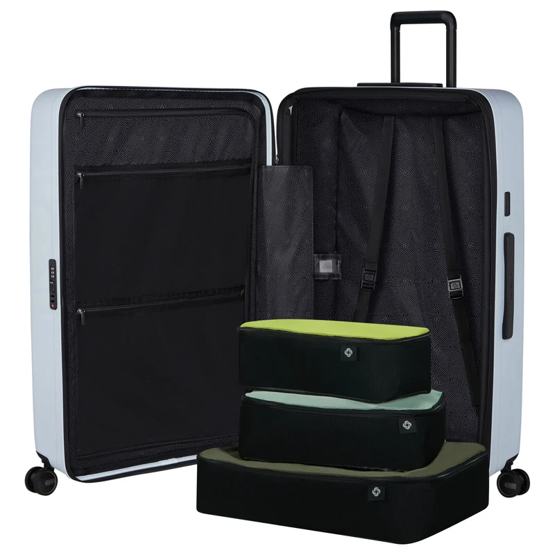Samsonite Selection Restackd - 4-Rollen-Trolley 81 cm XL erw. mit 3tlg. Packsack-Set (glacier)