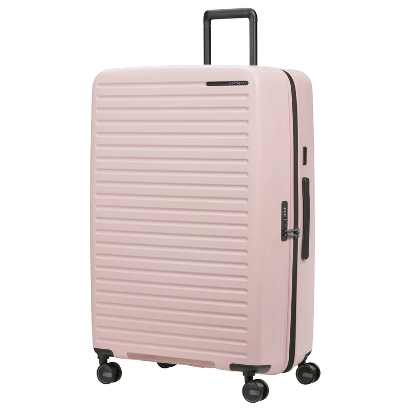 Samsonite Selection Restackd - 4-Rollen-Trolley 81 cm XL erw. mit 3tlg. Packsack-Set (rose)