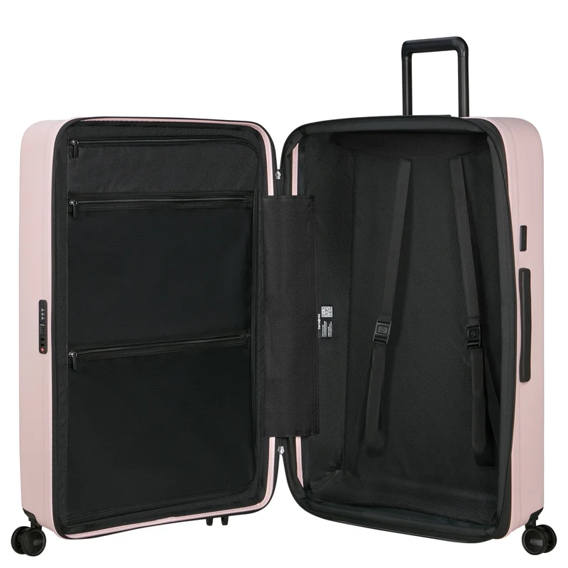 Samsonite Selection Restackd - 4-Rollen-Trolley 81 cm XL erw. mit 3tlg. Packsack-Set (rose)