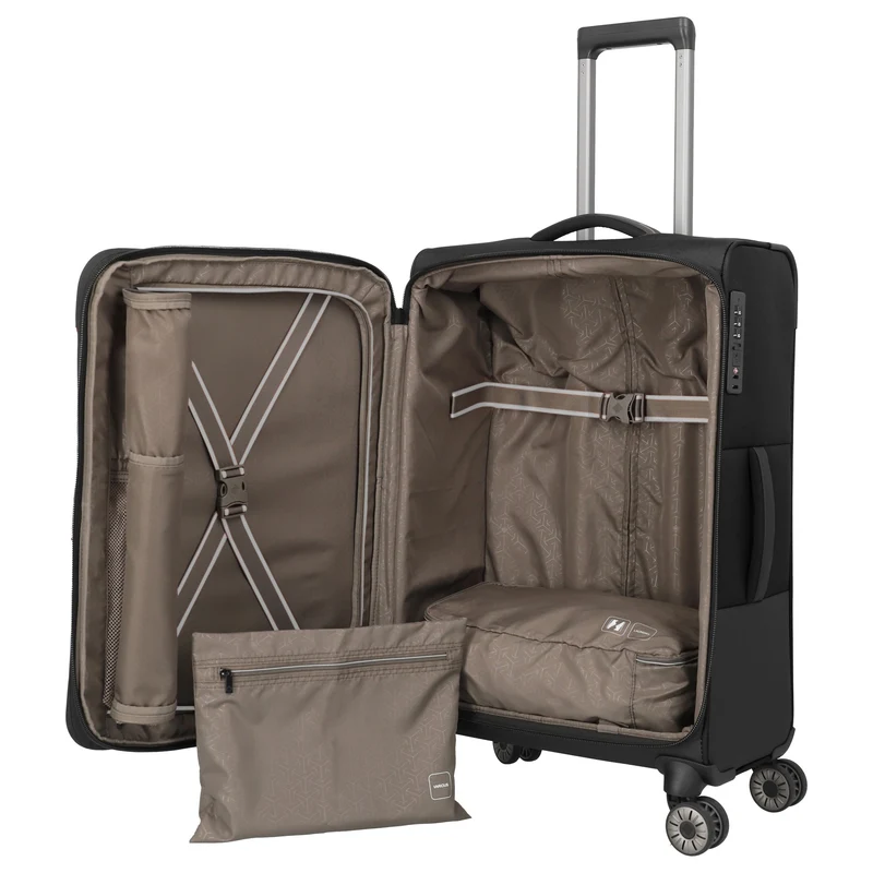 Travelite Crosslite - 4-Rollen-Trolley M 66 cm erw. (black)