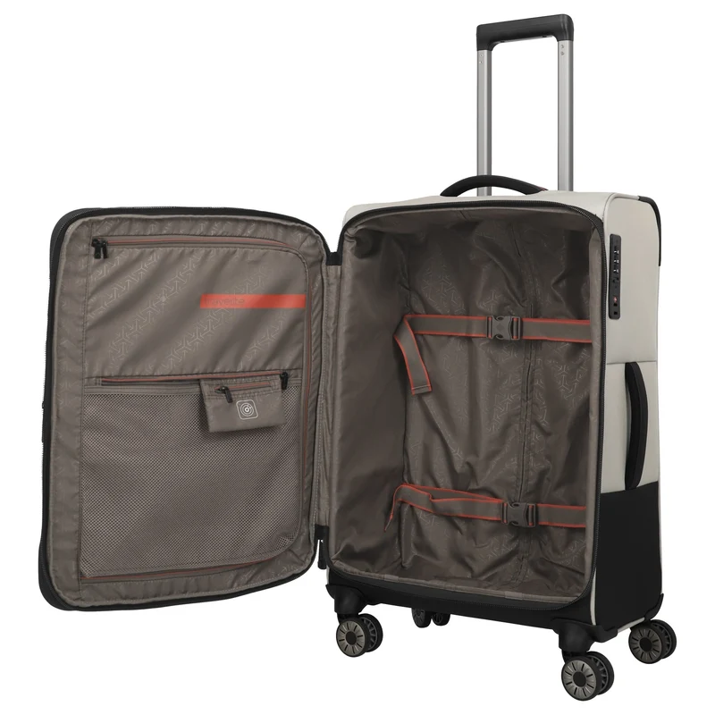Travelite Crosslite - 4-Rollen-Trolley M 66 cm erw. (natur)