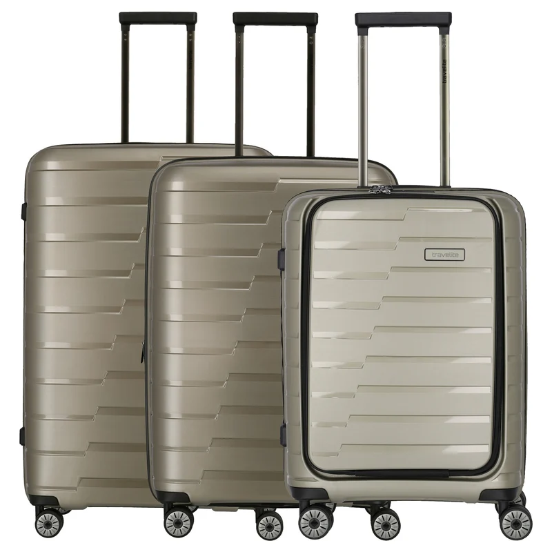 Travelite Air Base - 4-Rollen-Trolley Set 3tlg. L/M/S Vortasche (champagner)