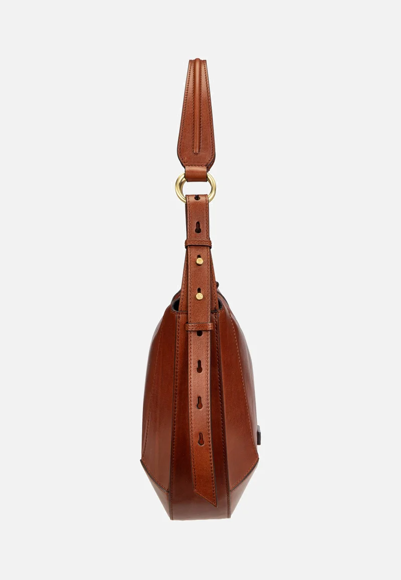 Fedora Shoulder Marrone/Oro - Hobo Bag