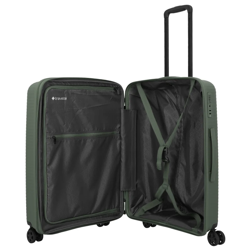 Travelite Air Stripe - 4-Rollen-Trolley 66 cm erw. (green)