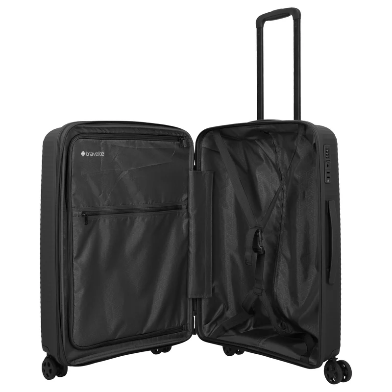 Travelite Air Stripe - 4-Rollen-Trolley 66 cm erw. (black)