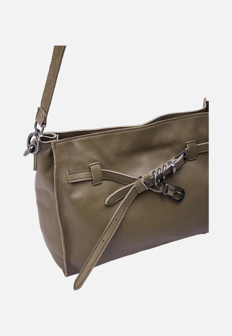 Belted With Love Shoulderbag Grey Khaki - Schultertasche