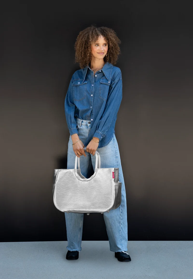 Loopshopper L Silver Crackle - Einkaufskorb
