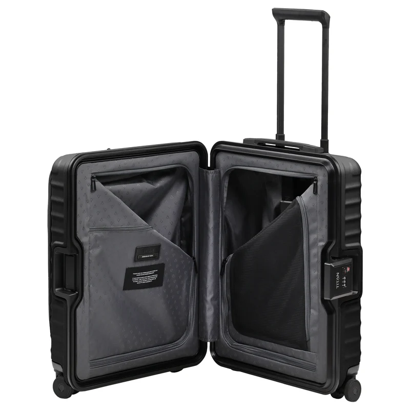 TITAN OVERSEAS - 4-Rollen-Kabinentrolley S 55/23cm mit Vortasche (nightshade black, 55 cm)