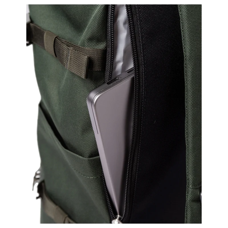 Sandqvist Icon Rolltop - Rucksack L 16" 65 cm erw. (dawn Green with dark brown leather)