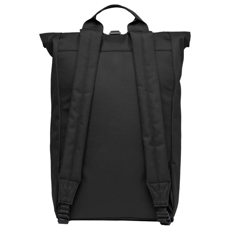 Sandqvist Icon Rolltop - Rucksack L 16" 65 cm erw. (black/ black with black leather)