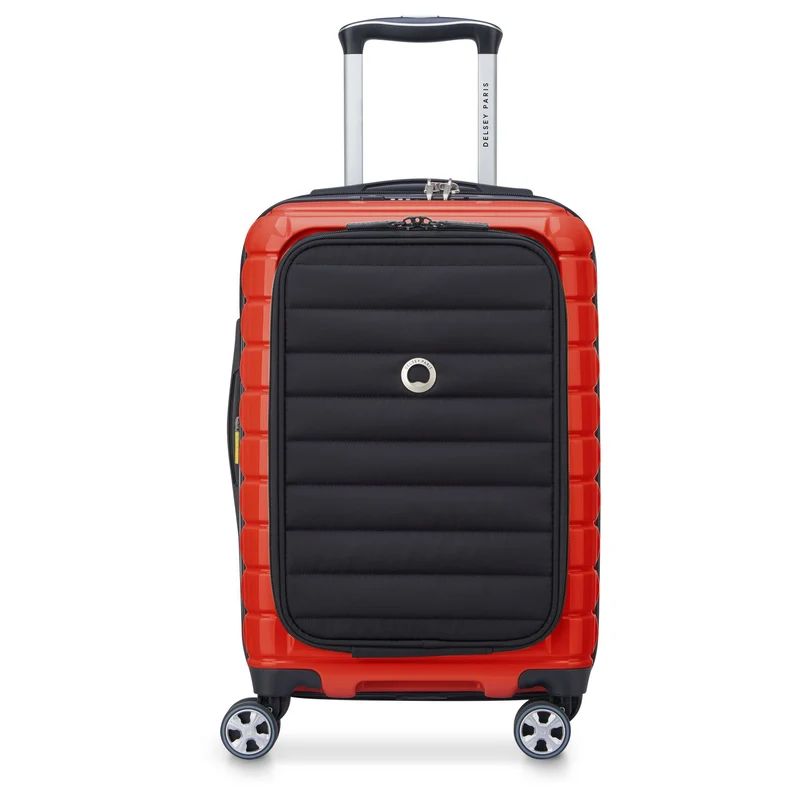 Delsey Paris Shadow 5.0 - 4-Rollen-Kabinentrolley mit Vordertasche S 55 cm erw. USB (intensives rot)