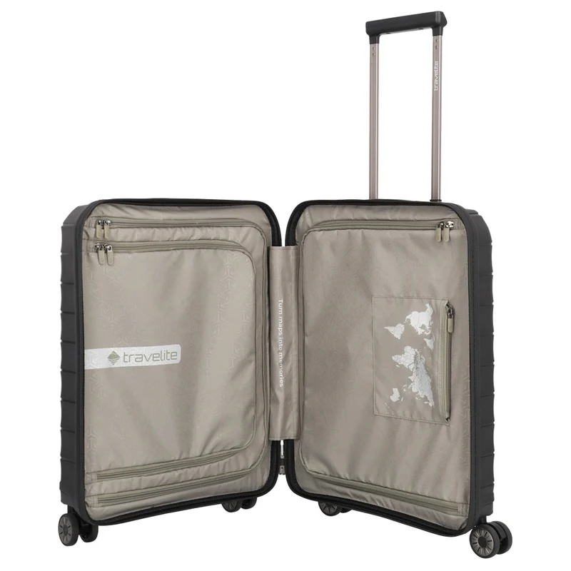 Travelite Mooby - 4-Rollen-Kabinentrolley mit Vortasche S 55 cm (black)