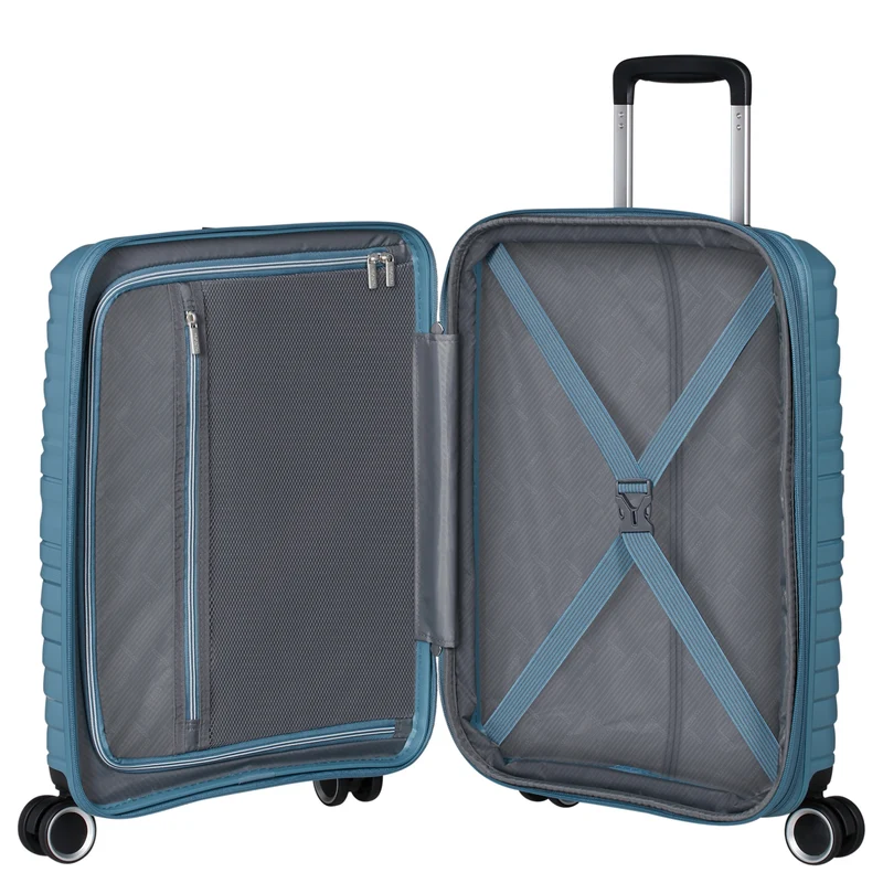 American Tourister Selection Flytwist - 4-Rollen-Kabinentrolley 55 cm erw. (blau)
