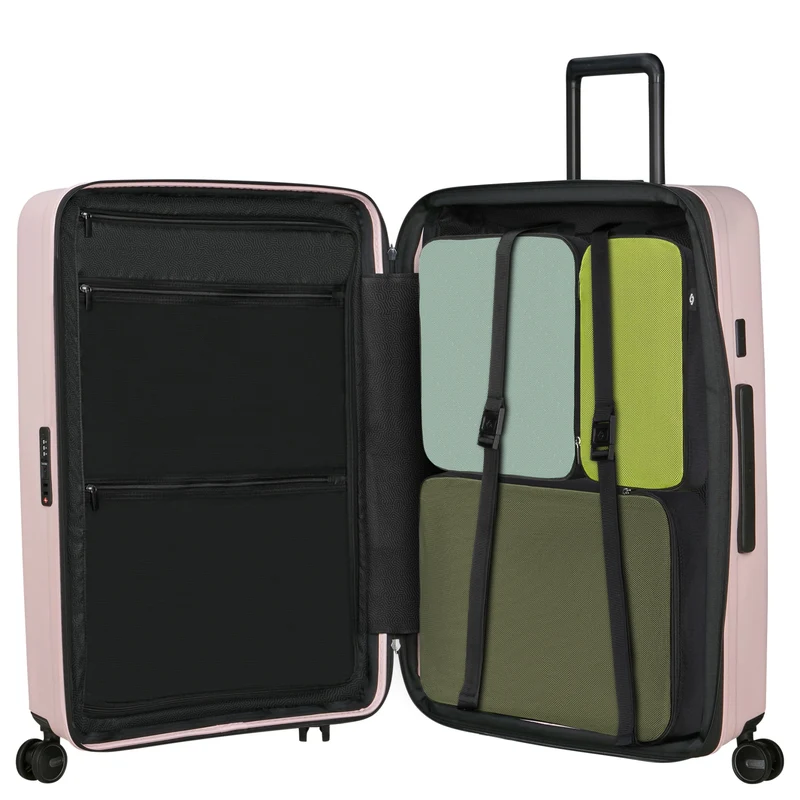 Samsonite Selection Restackd - 4-Rollen-Trolley 75 cm L erw. mit 3tlg. Packsack-Set (rose)