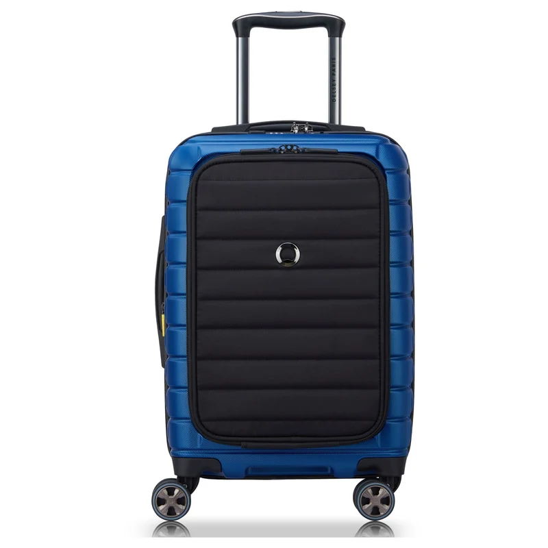 Delsey Paris Shadow 5.0 - 4-Rollen-Kabinentrolley mit Vordertasche S 55 cm erw. USB (blau)