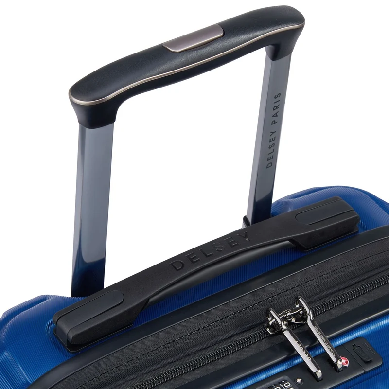 Delsey Paris Shadow 5.0 - 4-Rollen-Kabinentrolley mit Vordertasche S 55 cm erw. USB (blau)