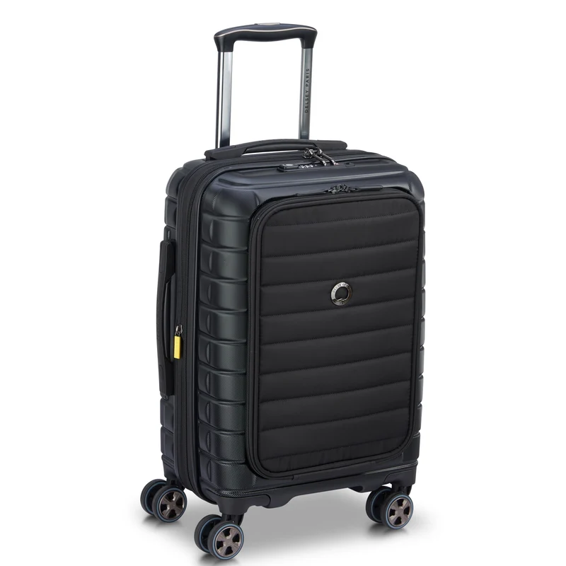 Delsey Paris Shadow 5.0 - 4-Rollen-Kabinentrolley mit Vordertasche S 55 cm erw. USB (schwarz)
