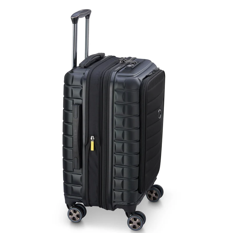 Delsey Paris Shadow 5.0 - 4-Rollen-Kabinentrolley mit Vordertasche S 55 cm erw. USB (schwarz)
