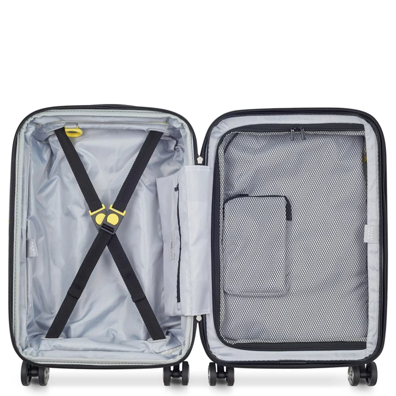 Delsey Paris Shadow 5.0 - 4-Rollen-Kabinentrolley mit Vordertasche S 55 cm erw. USB (schwarz)