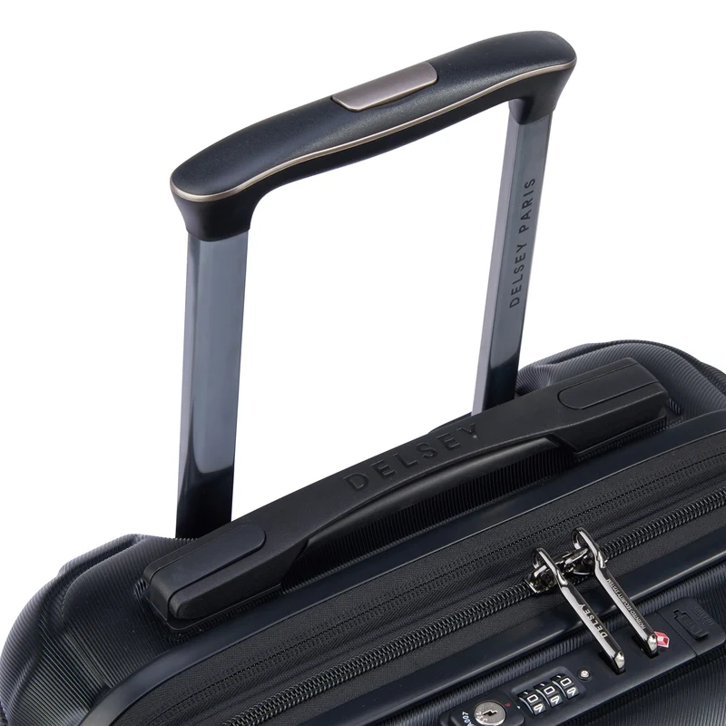 Delsey Paris Shadow 5.0 - 4-Rollen-Kabinentrolley mit Vordertasche S 55 cm erw. USB (schwarz)