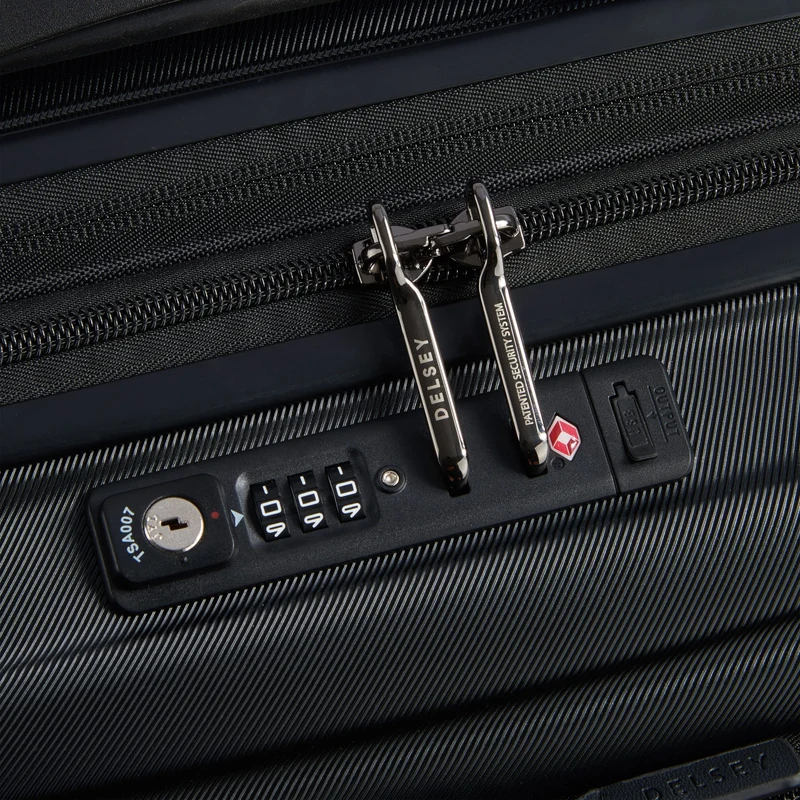 Delsey Paris Shadow 5.0 - 4-Rollen-Kabinentrolley mit Vordertasche S 55 cm erw. USB (schwarz)